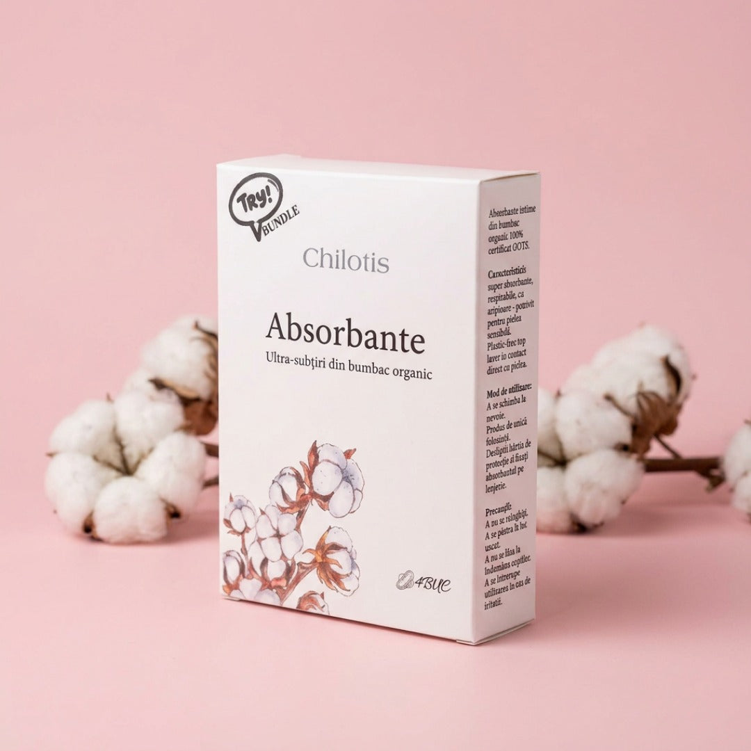 Pachet de testare absorbante din bumbac organic