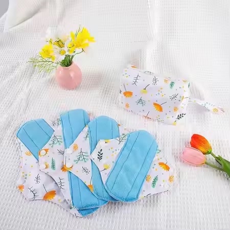 Absorbante Textile Reutilizabile Bumbac "Dandelion" Set 4 buc + Saculet Depozitare Wetbag